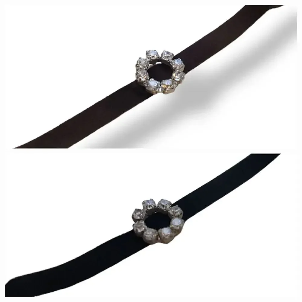 NEW Vintage 90's Y2K 2PC Velvet and Rhinestone Bracelet in Brown and Black